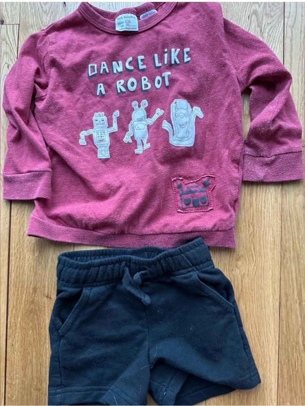 Zara Baby Boy Robot Shirt & Cat & Jack Shorts Outfit Set 9-12M